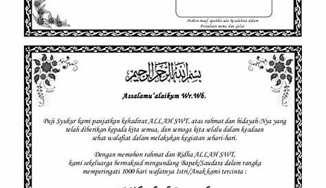 7 Contoh Undangan Tahlil / Tahlilan Terlengkap - Assalam Print
