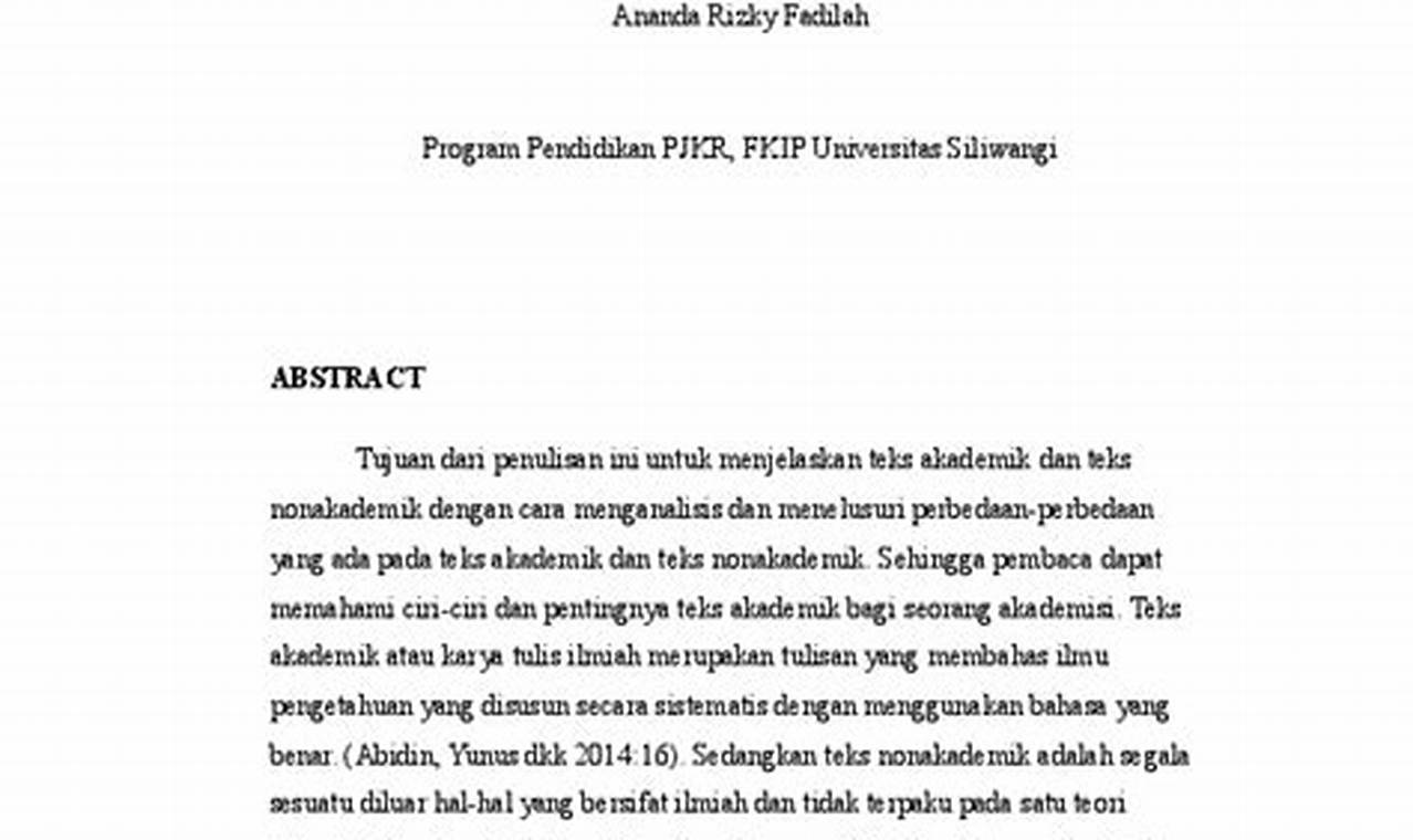 contoh teks akademik pdf