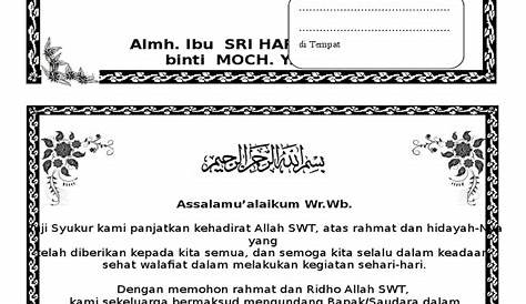 Undangan 40 Hari Meninggal Word, Mengenang Bersama dalam Kenangan