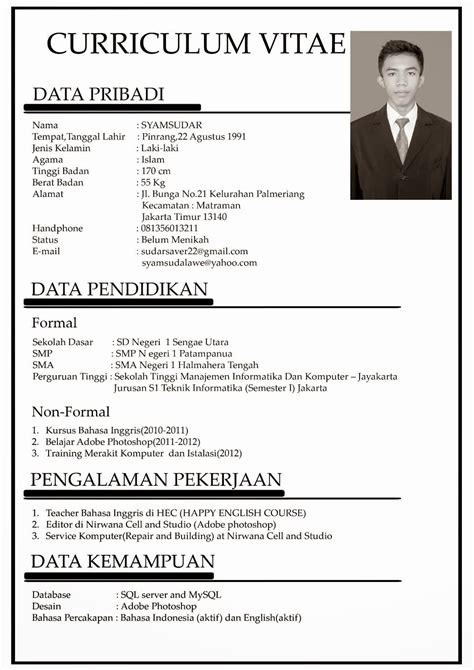 Contoh CV dalam Bahasa Indonesia