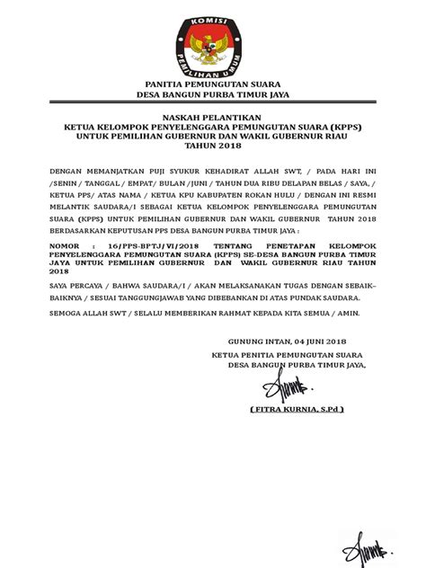 contoh doa pelantikan kpps