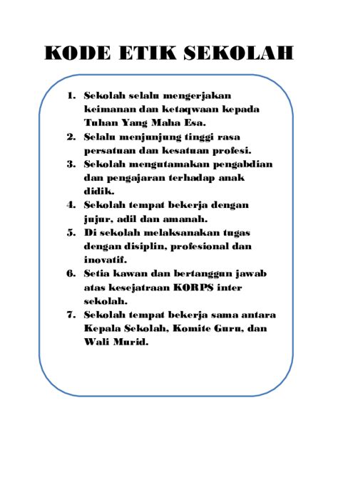 contoh kode etik sekolah dasar