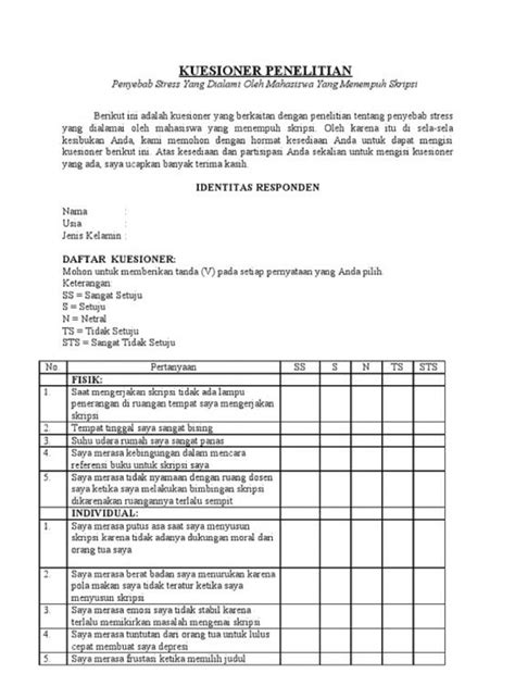 contoh kuesioner