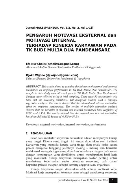 contoh motivasi internal dan eksternal