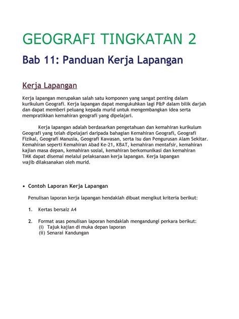 contoh pendahuluan kerja lapangan geografi tingkatan 2 pengangkutan awam