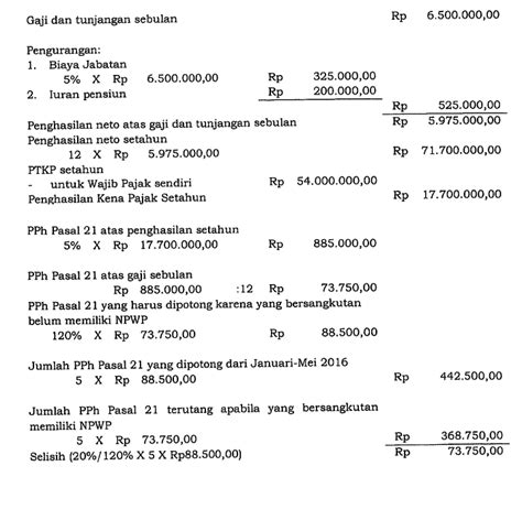 contoh perhitungan pajak orang pribadi