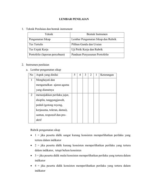 contoh rubrik penilaian soal essay bahasa indonesia