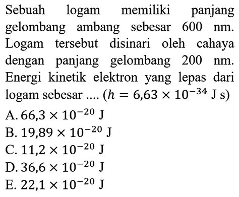 Contoh Soal Efek Fotolistrik