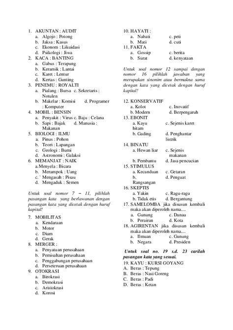 Soal Psikotes Analog Verbal