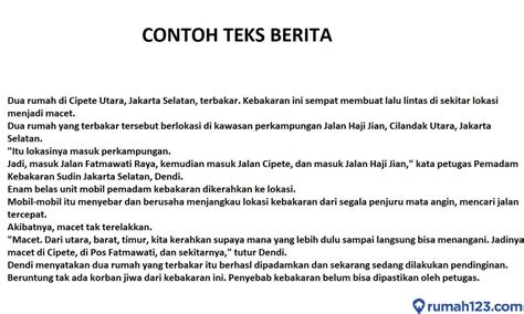 contoh teks berita dan strukturnya