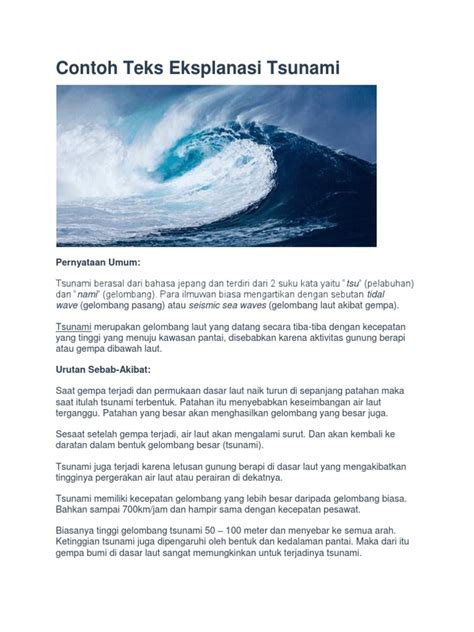 contoh teks eksplanasi tentang tsunami