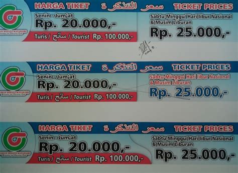 contoh tiket masuk wisata