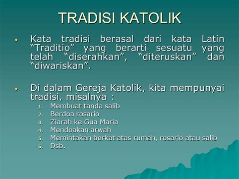 contoh tradisi dalam gereja katolik