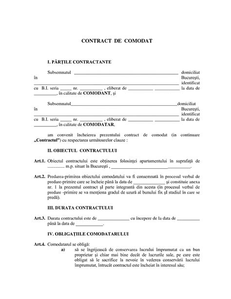 contract de comodat