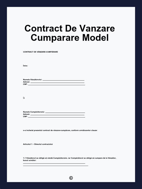 Contract de vanzare-cumparare