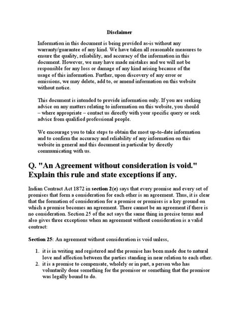 contract without consideration is void explain this statement and state the exception to this rule