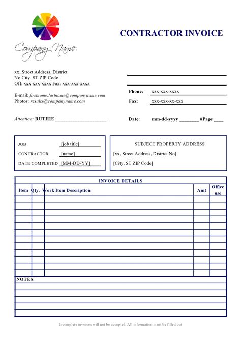 contract worker invoice template
