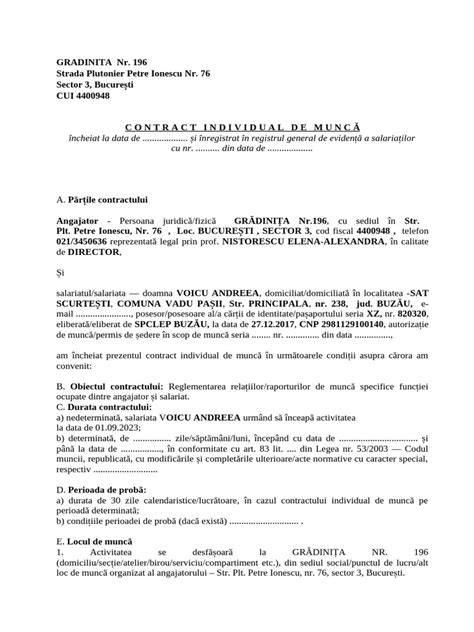 Contracte individuale de munca