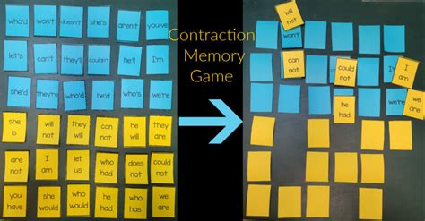 Contraction Memory Game Printable