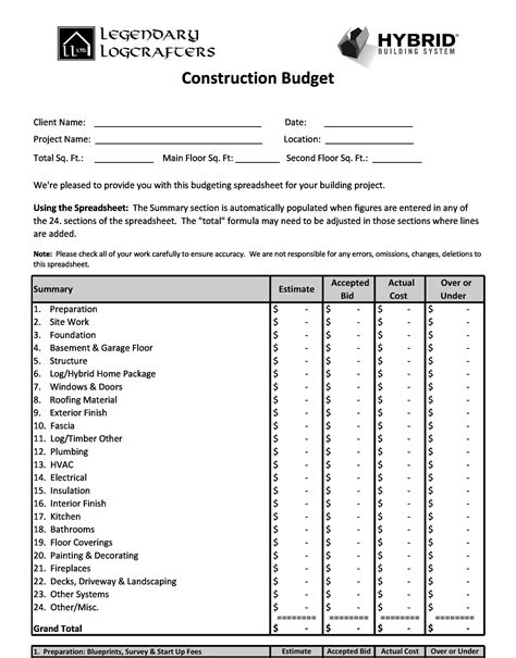 √ Free Printable Contractor Estimate Template Templateral