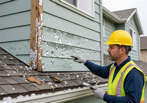 contractor inspecting siding damage