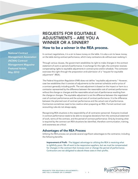 Contractor Request For Equitable Adjustment Template