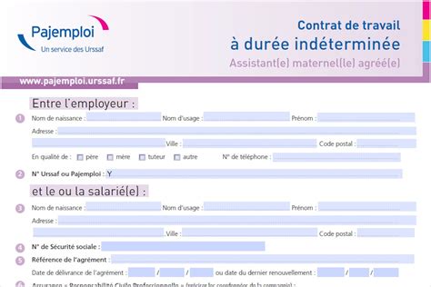 contrat travail nounou domicile