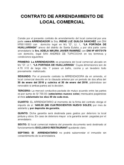 contrato de arrendamiento de local pdf