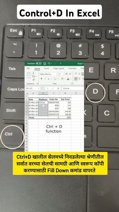 Control D in Excel