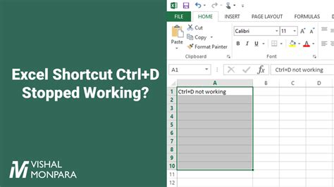 control d not working in excel
