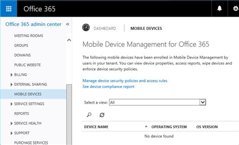 control office 365 policies