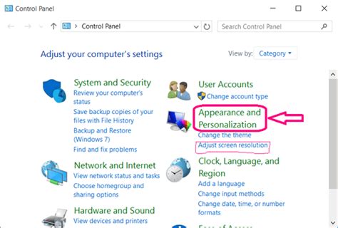 Control Panel Appearance And Personalisation Display Screen Resolution