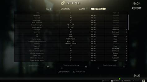 controls for escape from tarkov