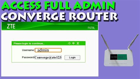 converge router admin password zte