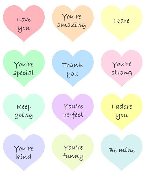 Conversation Hearts Printable Printablereminderbracelets