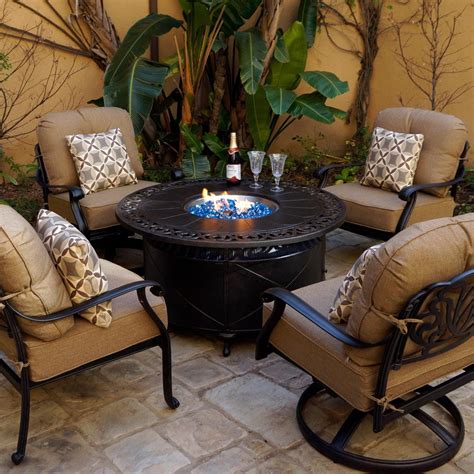Elisabeth 4person Aluminum Patio Conversation Set With Fire Pit Table