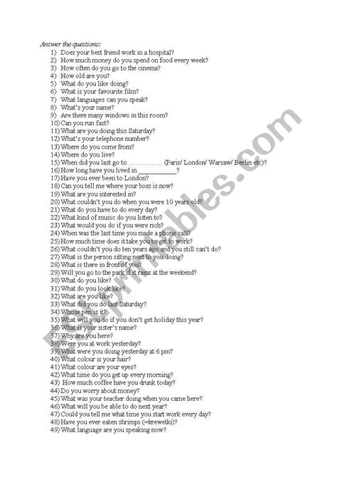 conversation questions for pre intermediate level