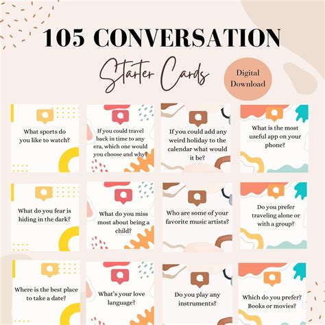 Conversation Topic Cards Elementary Printable Momitforward