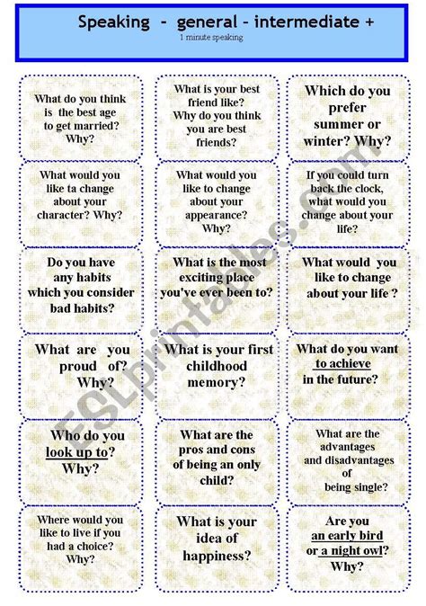 conversation topics for intermediate level
