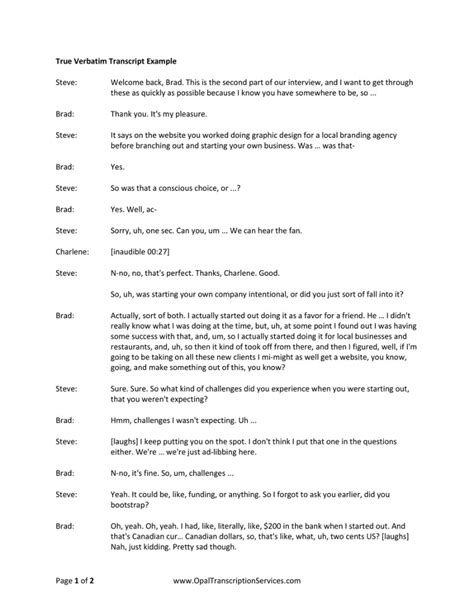 conversation transcript sample
