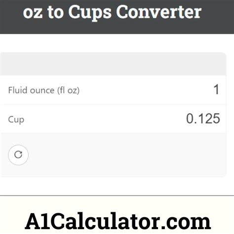 Conversion Calculator Oz To Cups