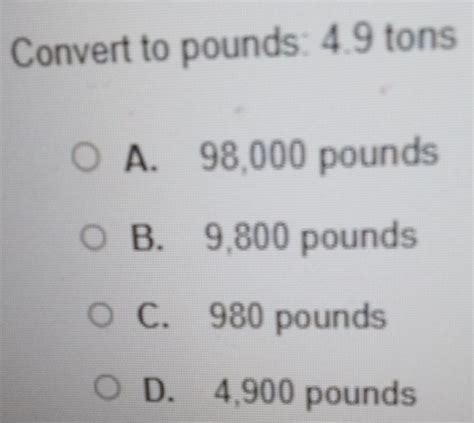 Convert 9 Tons To Pounds