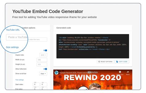 convert a youtube video url to embed code