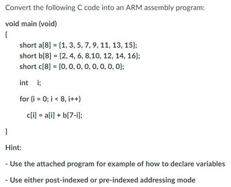 Convert Arm Assembly To C