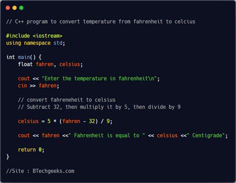 Convert Celsius To Fahrenheit In C++