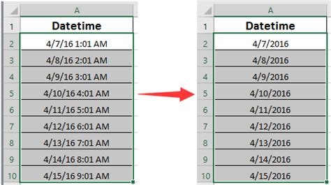 convert date and time to date only in excel