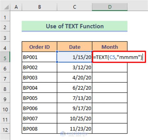 convert date and time to month in excel