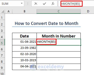 convert date in month excel