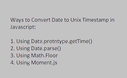 convert date into unix timestamp javascript
