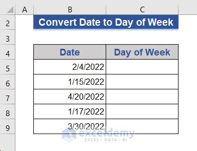 convert date to first day of week excel